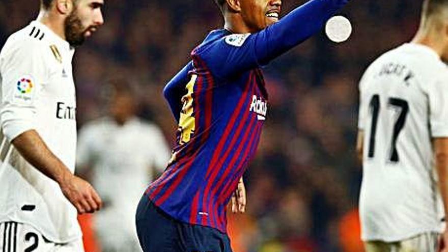 Malcom, celebrant un gol contra el Madrid.