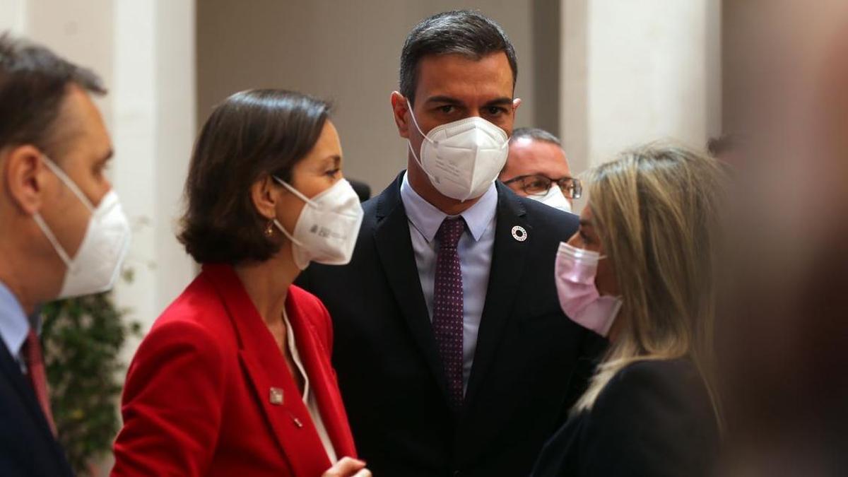 Pedro Sánchez, en la presentación del proyecto 'Haciendo de España un polo industrial del hidrógeno verde en Europa' en Toledo.