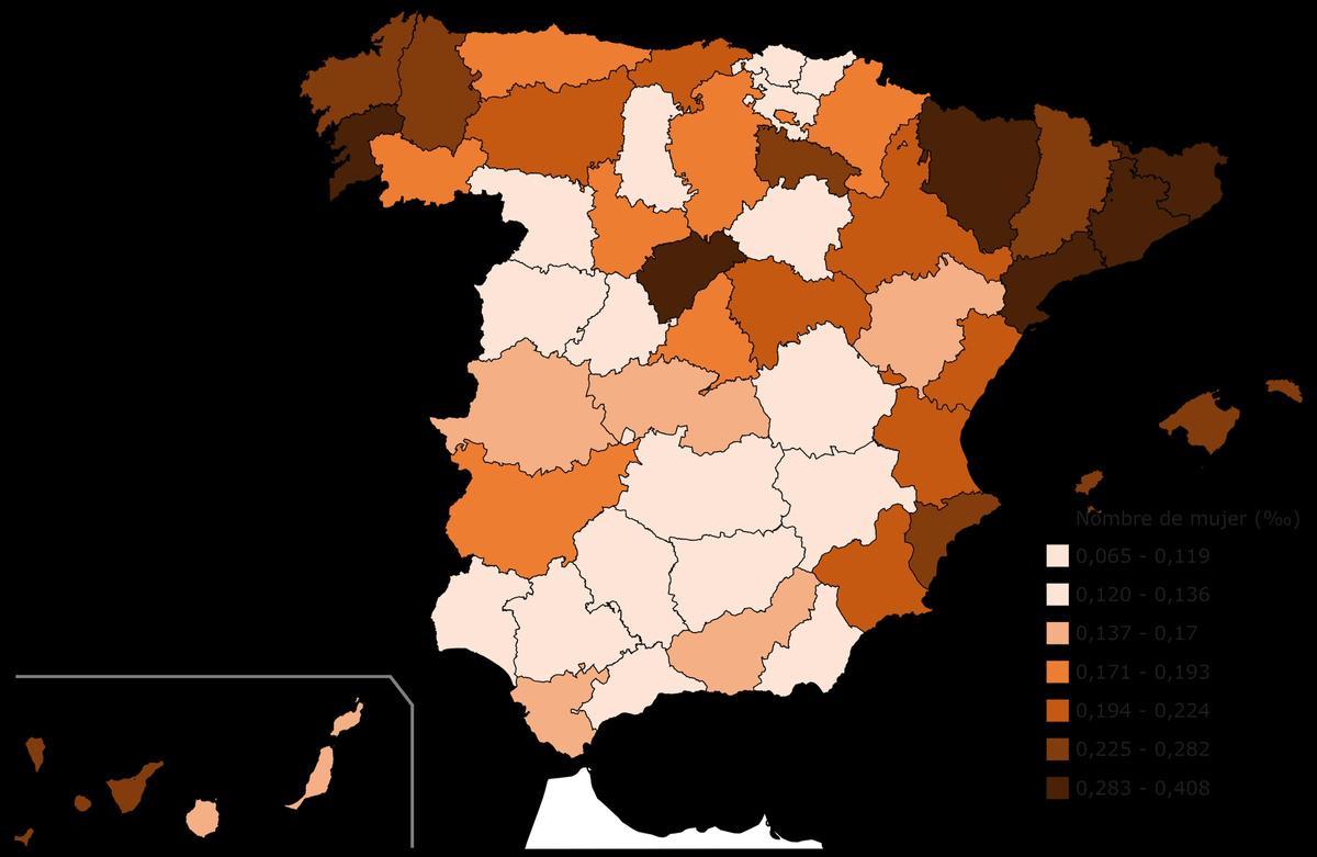 Mapa de España con el número de Cloe