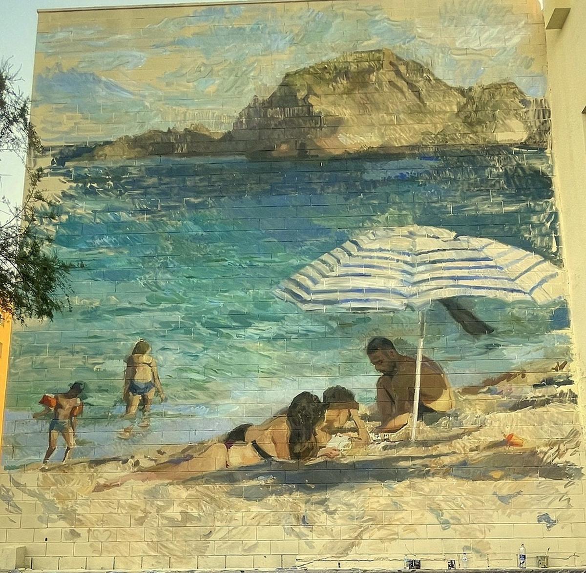 El mural de l'artista acabat.