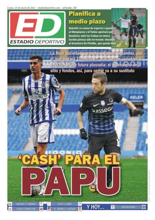 Portada ESTADIO DEPORTIVO lunes 25 enero 2021