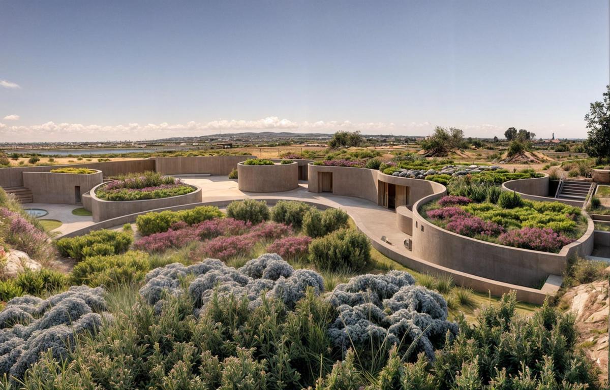 Zona de spa situada la antigua balsa de la finca, según el proyecto