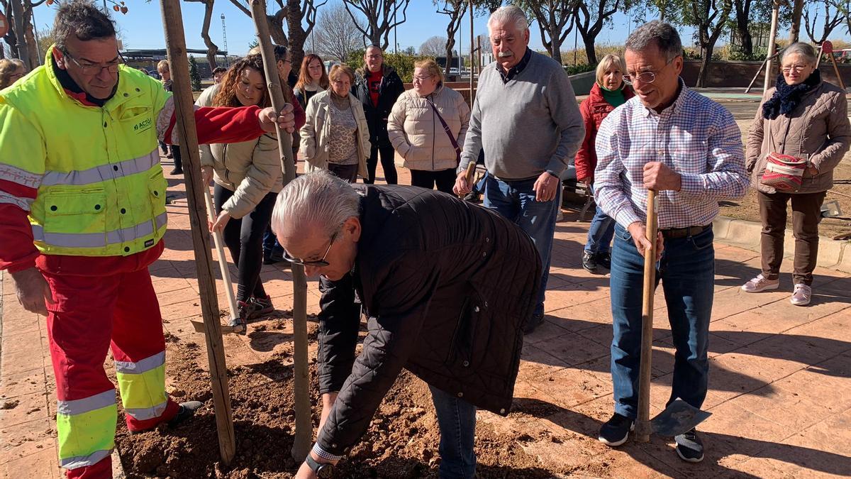 Un grupo de vecinos participa en la plantación de árboles.