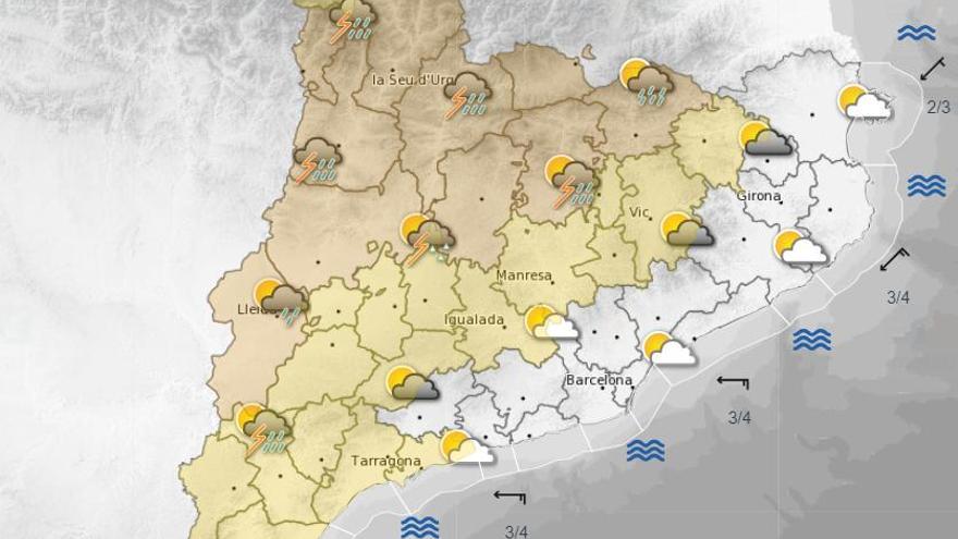 La Catalunya central, en alerta per pluja intensa aquest dissabte