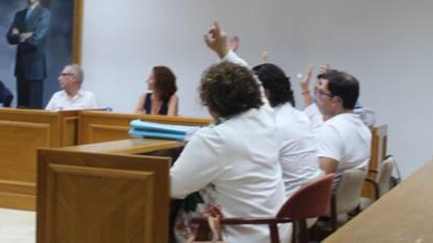 Momento en que el alcalde, José Manuel Dolón, vota ayer junto con el grupo popular la anulación de la gestión pública de la recogida de basuras en Torrevieja.