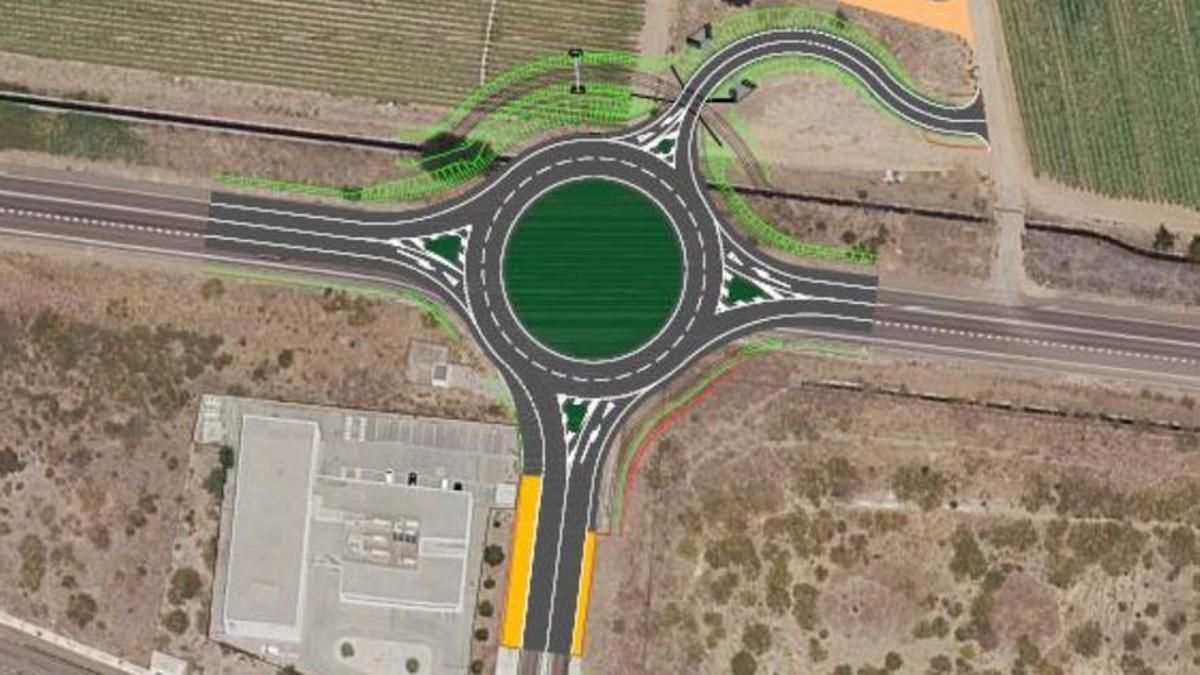 Plano de cómo quedará la futura glorieta en la N-V, facilitado por el ministerio cuando se aprobó el proyecto.