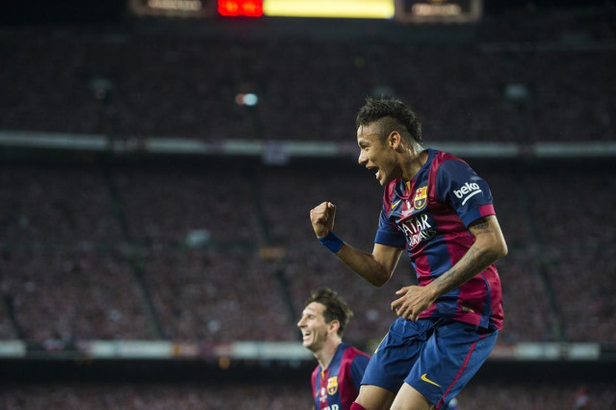 Neymar celebra el segundo gol.