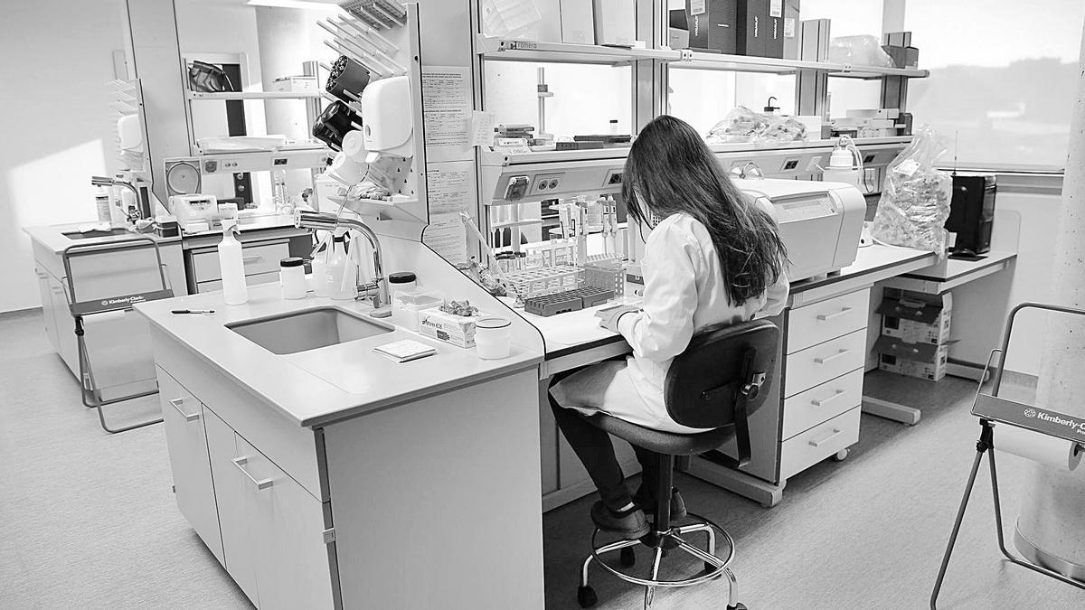 Una investigadora realiza análisis clínicos en el laboratorio del Incliva en València