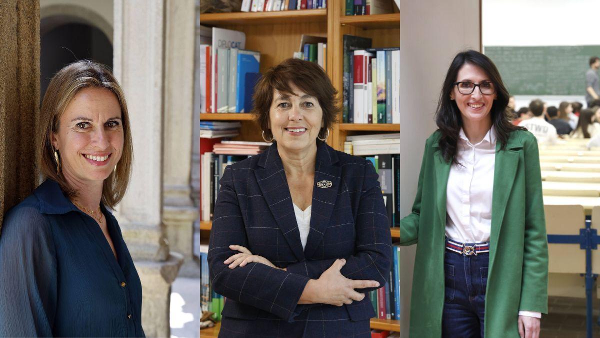 Maite Flores, Alba Nogueira y Rosa Crujeiras, candidatas a rectora de la USC