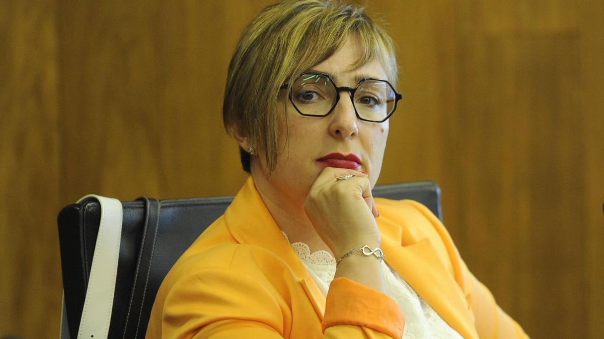 Teresa Varela en un pleno municipal.