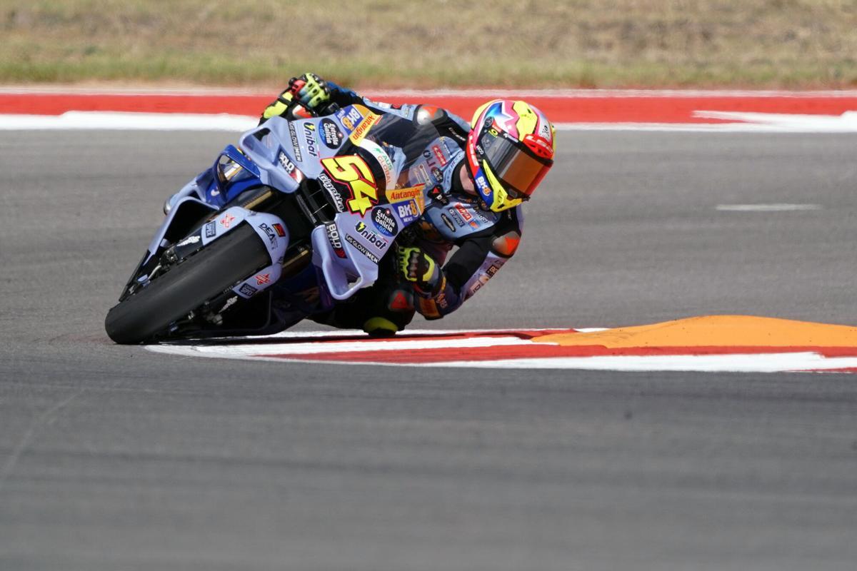 Austin (United States), 30/03/2026.- Gresini Racing MotoGP rider Fermin Aldeguer of Spain in action during the MotoGP race for the Motorcycling Grand Prix of the United States at the Circuit Of The Americas racetrack in Austin, Texas, USA, 29 March 2026. (Motociclismo, España, Estados Unidos) EFE/EPA/DUSTIN SAFRANEK. gp de las americas 2026. circuito de las americas