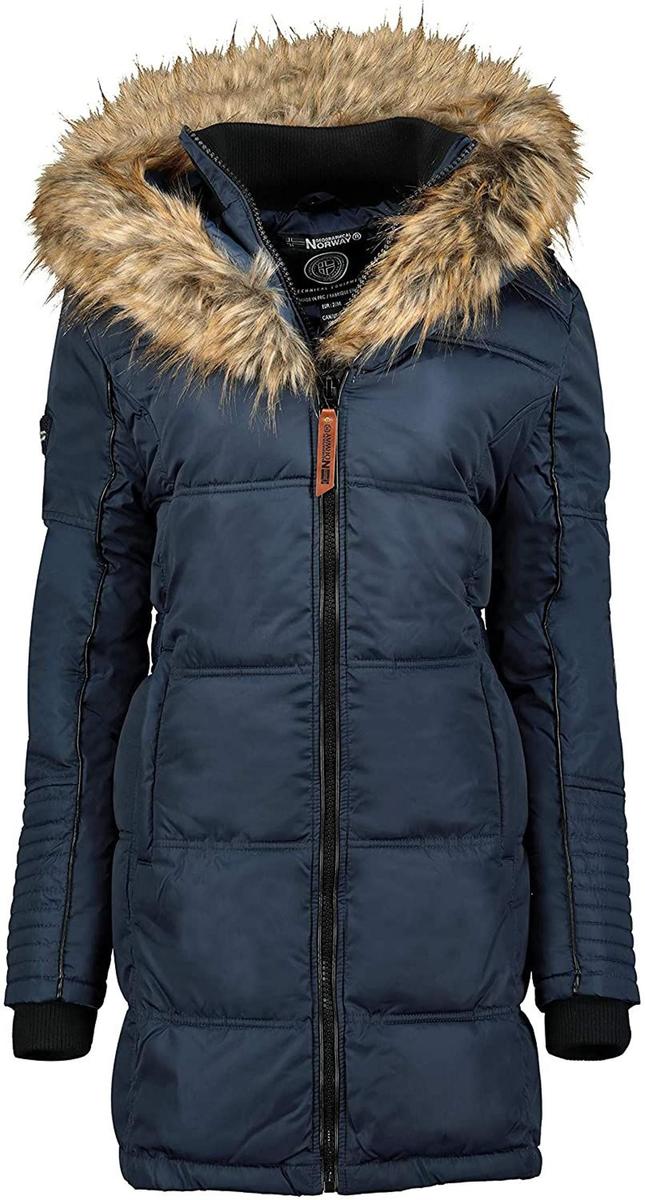 Chaqueta de invierno para mujer con capucha de piel, de Geographical Norway (100 euros)