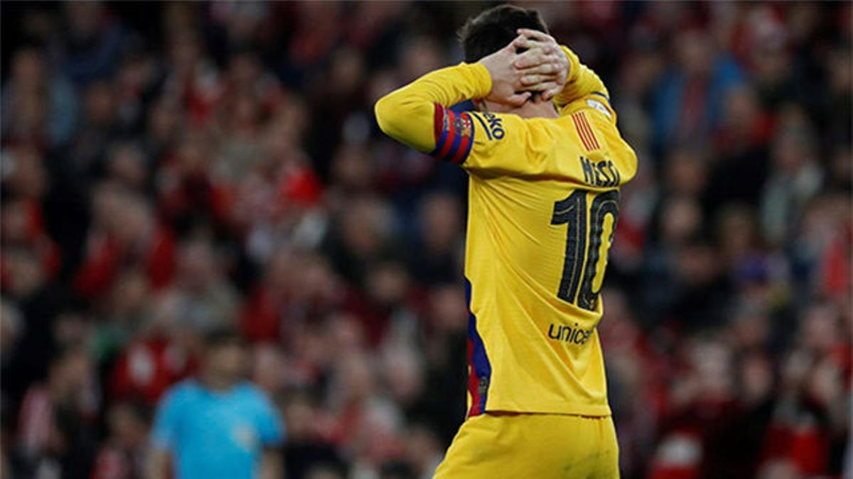 Messi no se lo creía. Esta fue la cara de Leo tras el doloroso gol de Williams en el descuento