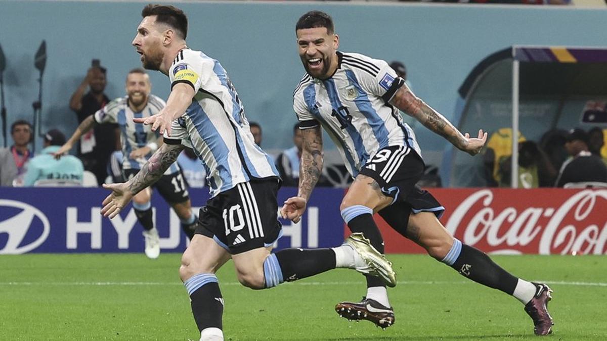 Messi celebra su gol ante Australia