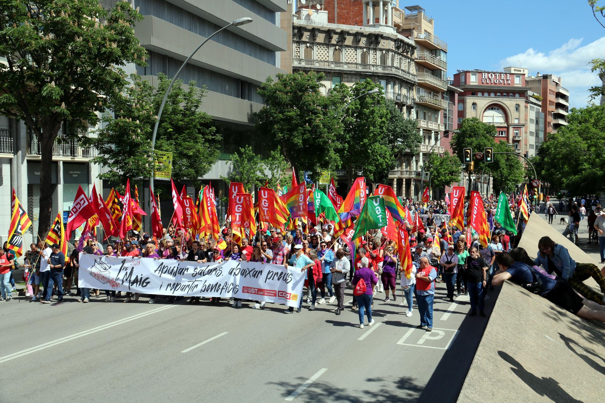 Manifestació de l'1 de maig a Girona