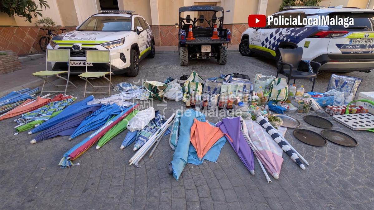 Denunciadas siete personas por venta ilegal y ocupación de espacio público en la playa de La Malagueta