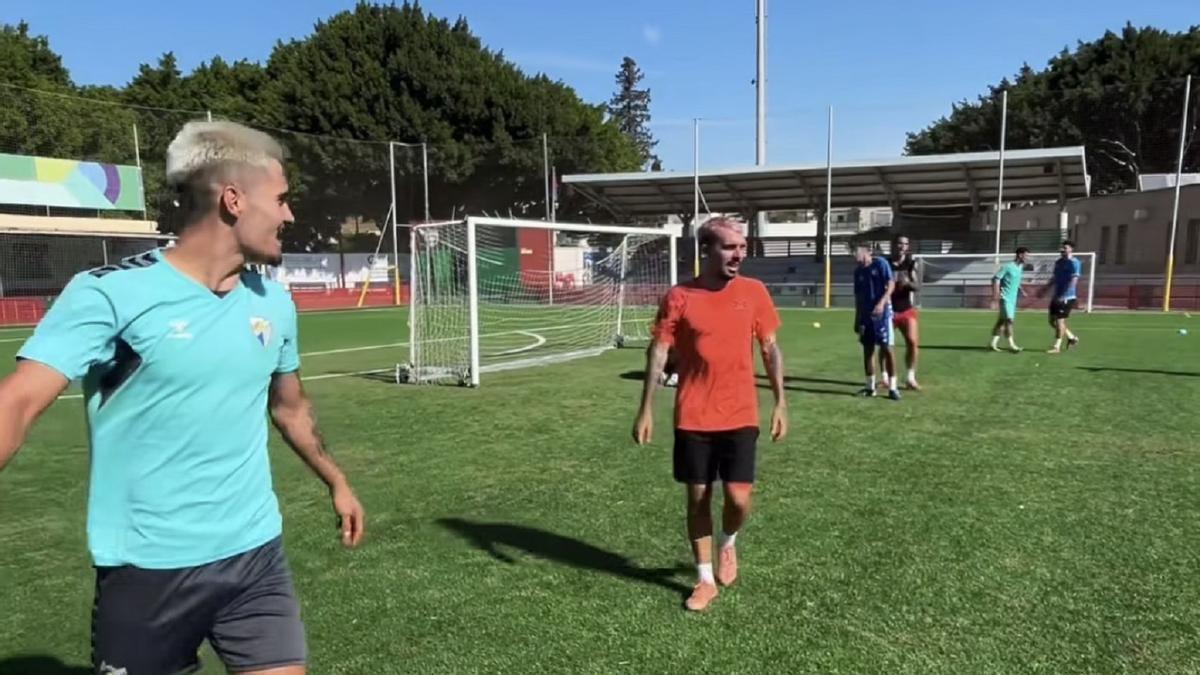 Chupe y Joaquín entrenaron juntos antes de empezar la pretemporada del Málaga CF.