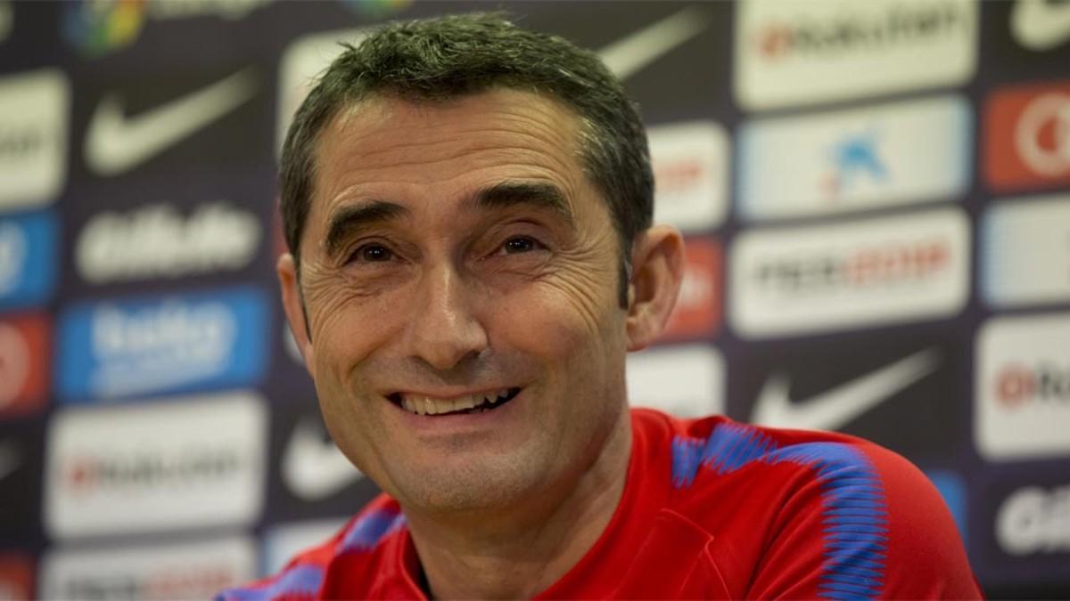 Ernesto Valverde, entrenador del FC Barcelona, en rueda de prensa