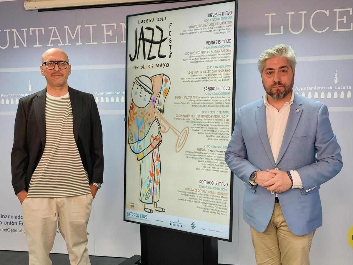Antonio Herrera y Francisco Barbancho, en la presentación del Jazz Fest de Lucena 2026.