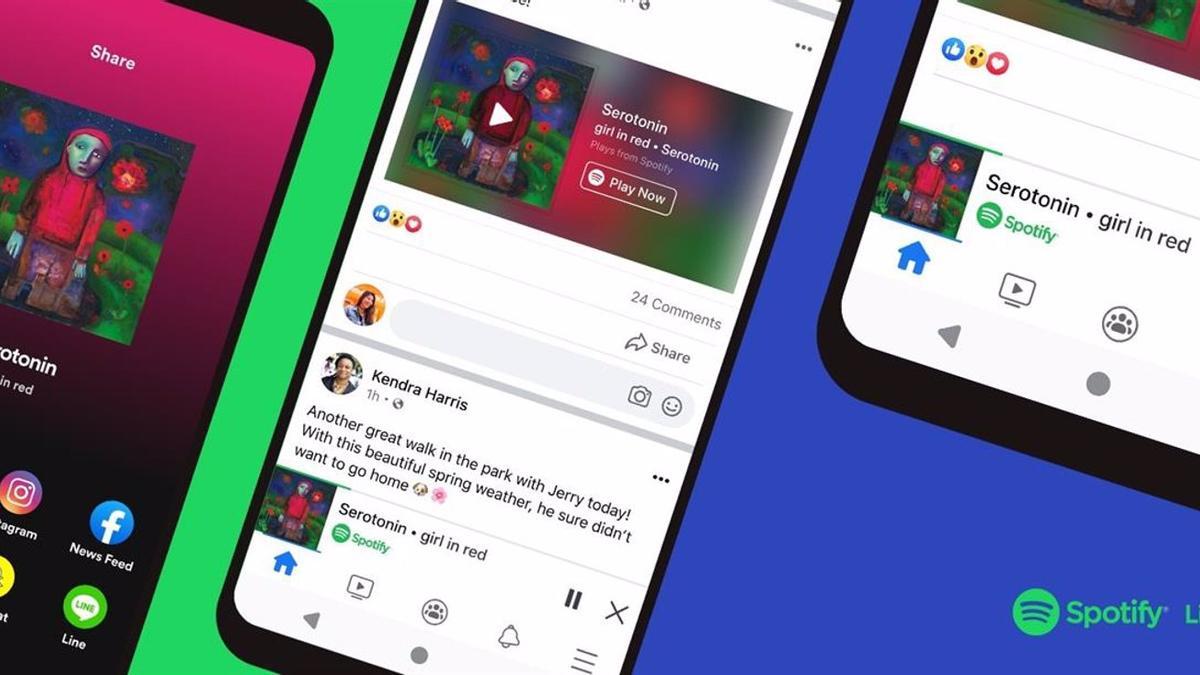 Facebook y Spotify desde los dispositivos móviles.