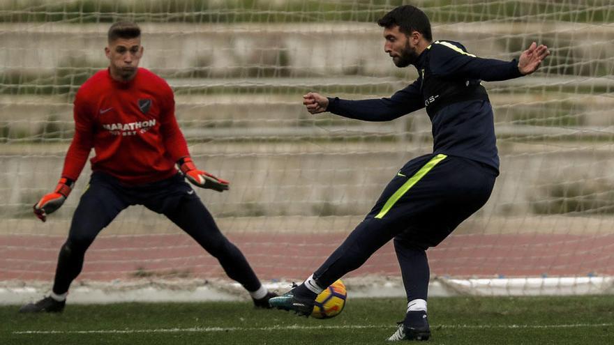 Borja Bastón, en el entrenamiento de ayer.