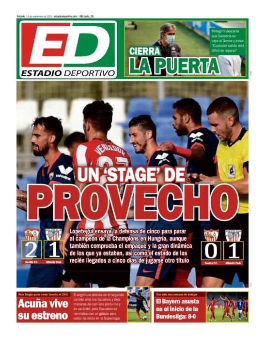 Portada ESTADIO DEPORTIVO sábado 19/09/2020