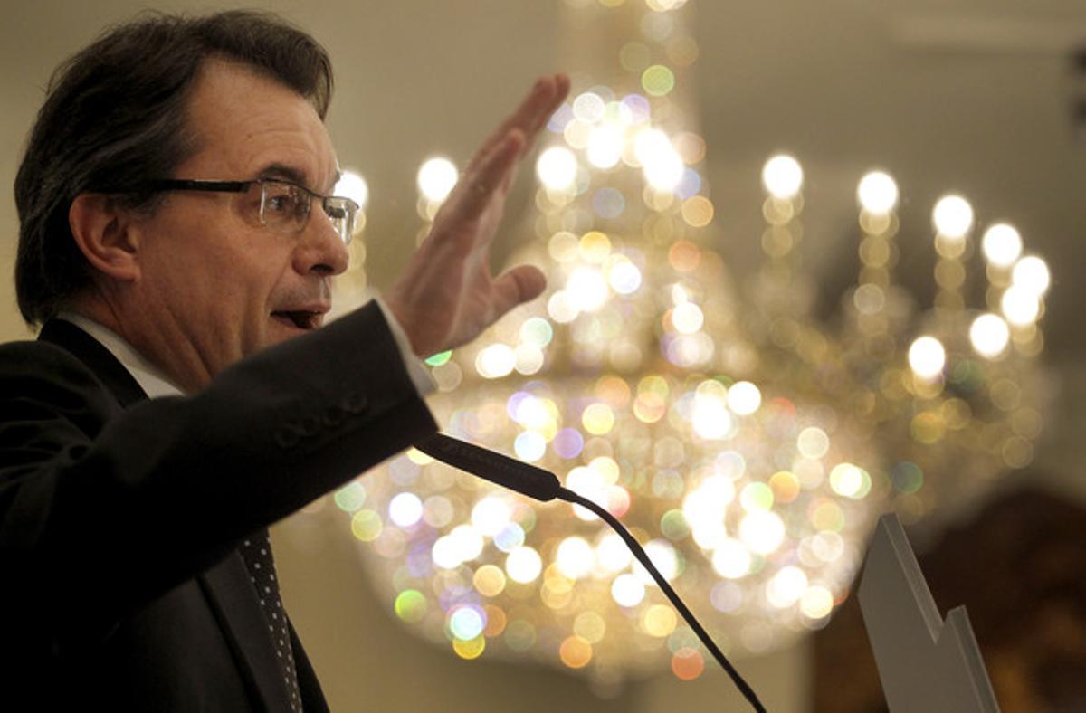 Artur Mas, durant l’esmorzar informatiu d’Europa Press, aquest dijous, a Madrid.