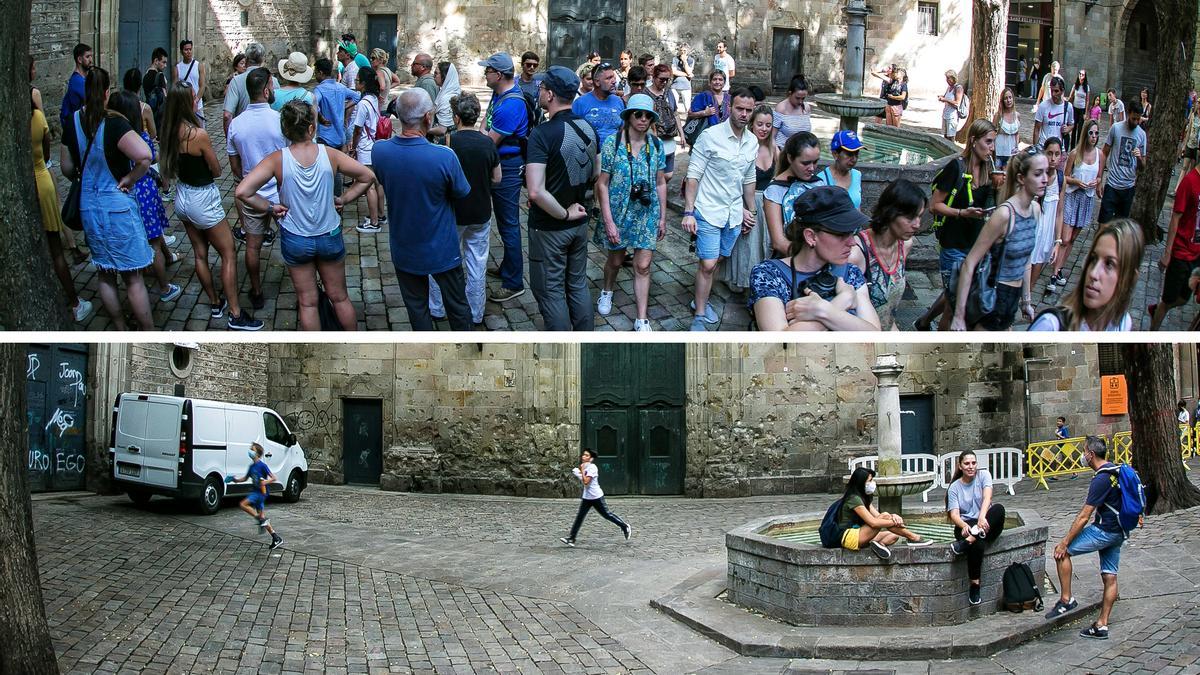 Barcelona 13/07/2018 Turistas en Sant Felip Neri.Fotografia de Joan Cortadellas