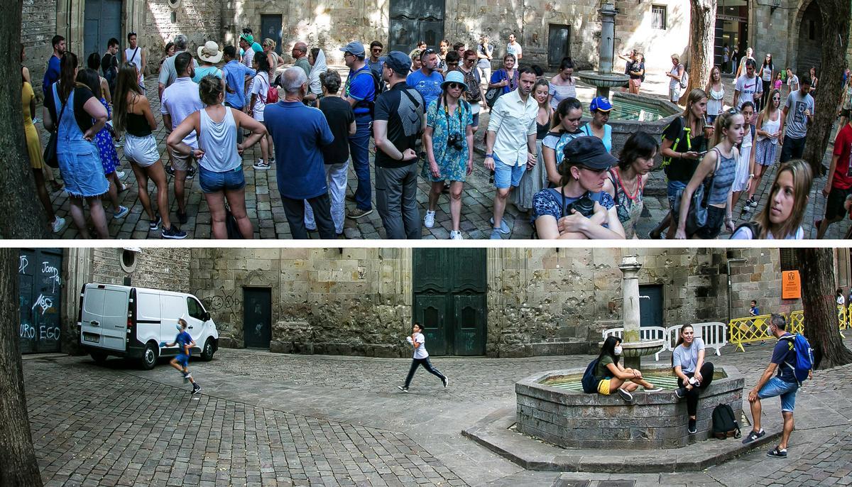 Barcelona 13/07/2018 Turistas en Sant Felip Neri.Fotografia de Joan Cortadellas