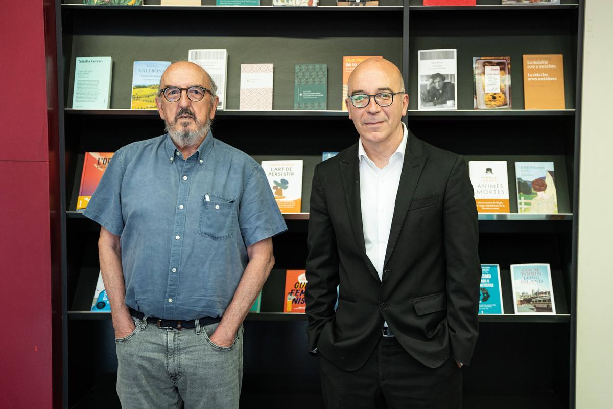 Oriol Soler y Jaume Roures, antes de presentar Abacus Futur, en la antigua sede de Grup 62.