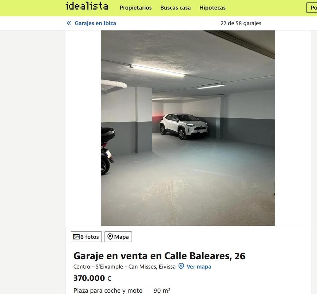 A la venta este parking en Ibiza.