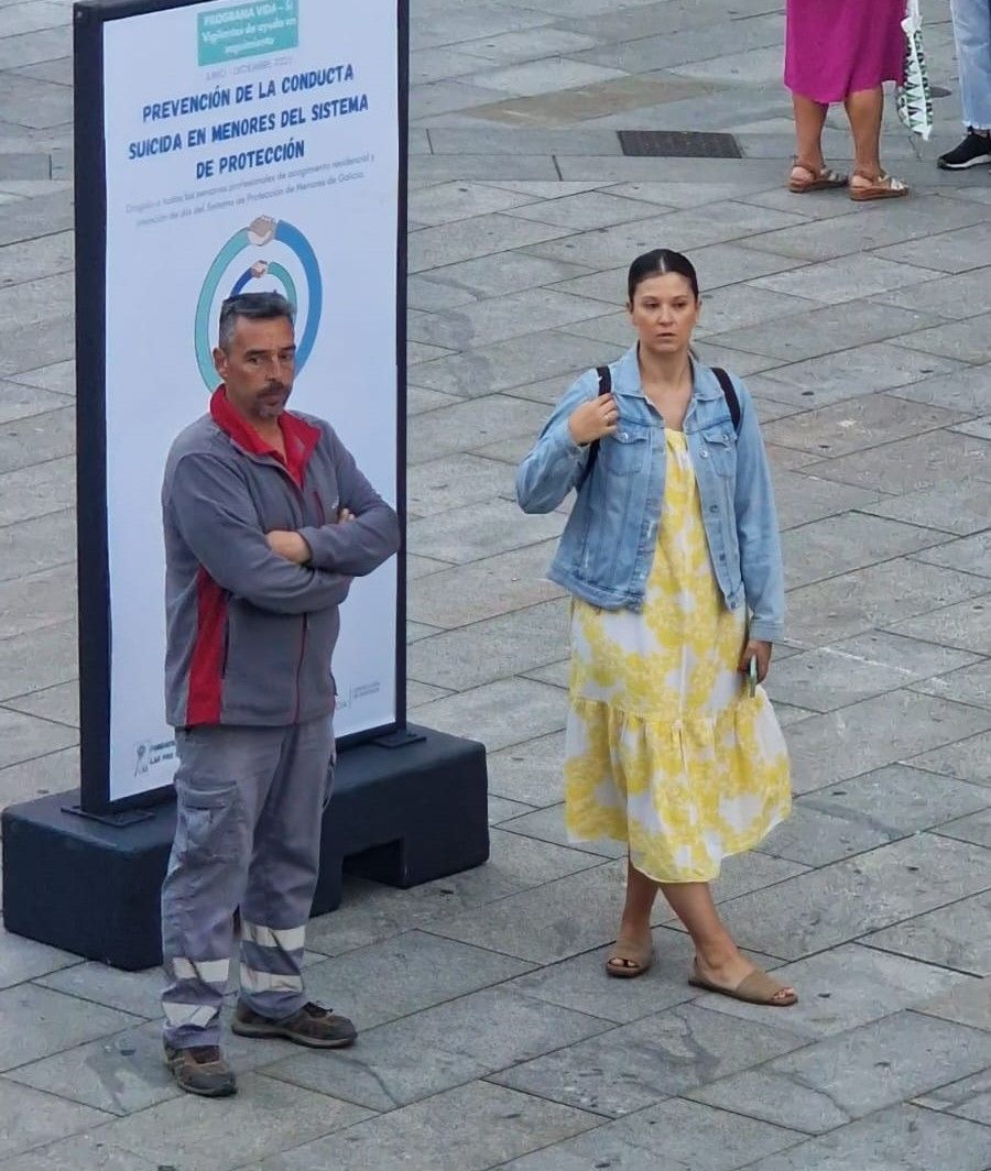 Así se montó la exposición de Lar Pro Saúde Mental, en la plaza de Galicia (Vilagarcía).