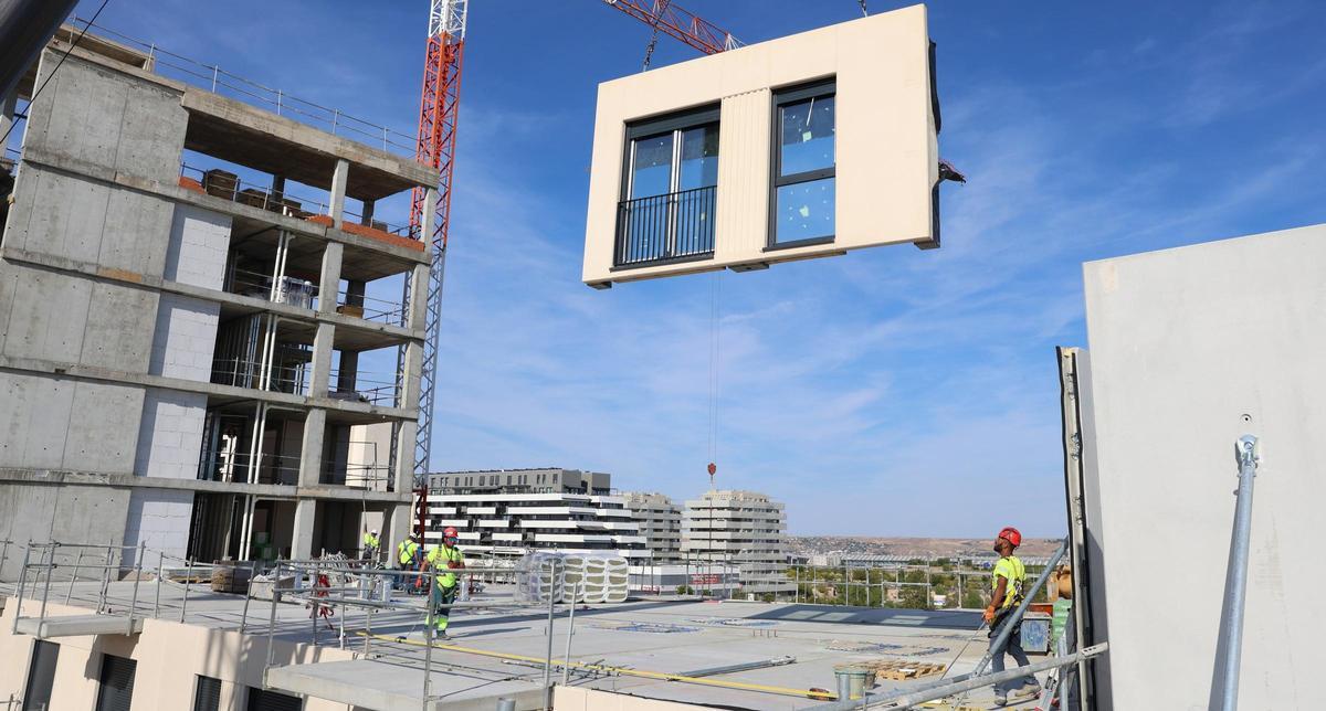 Construcción modular de un edificio.