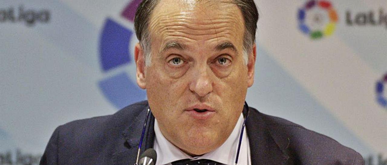 El presidente de LaLiga, Tebas, lidera el acuerdo con CVC. | EFE