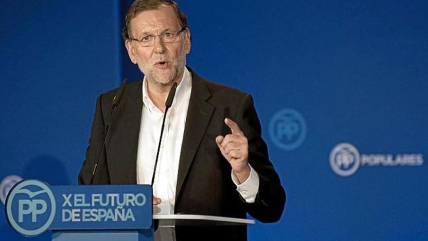 Mariano Rajoy durant la seva intervenció ahir a Lloret de Mar