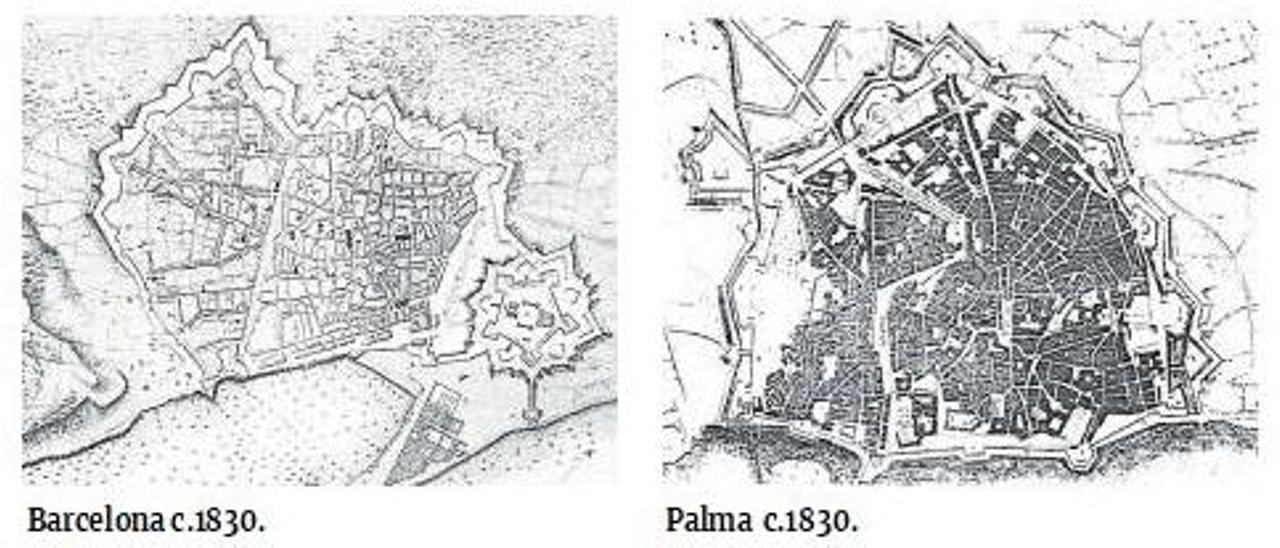 Barcelona c.1830 y Palma c.1830
