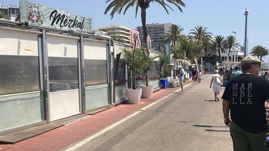 Turistas pasean por el Puerto Deportivo Virgen del Carmen, en Marbella.