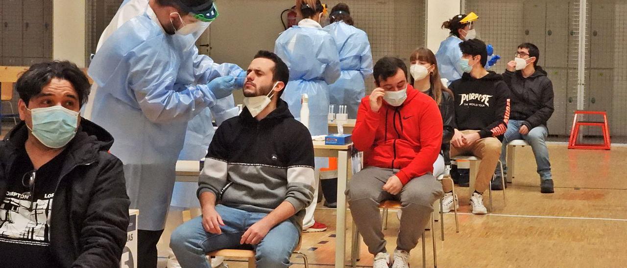 Los estudiantes participan este fin de semana en un cribado masivo en el pabellón del campus. | // FERNANDO CASANOVA