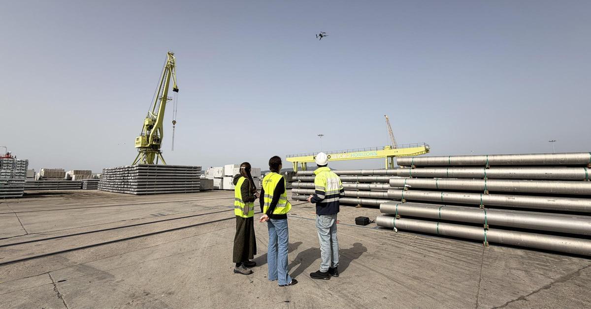 El vuelo del dron realizado esta semana en el puerto de Vigo en el marco del proyecto Twinports