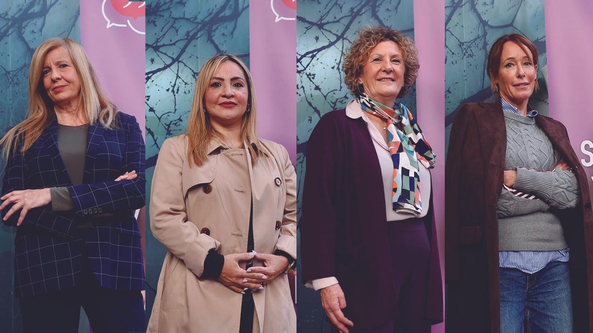 Rosario Alarcón; Eileen Calles; Auxiliadora Fernández y Marián Aguilar.