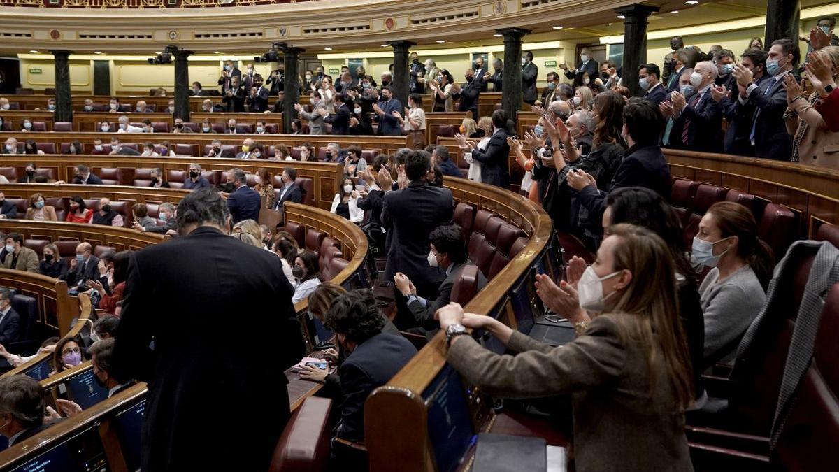 Aspecto del hemiciclo durante el recuento de la votación de la reforma laboral, el pasado 3 de febrero.