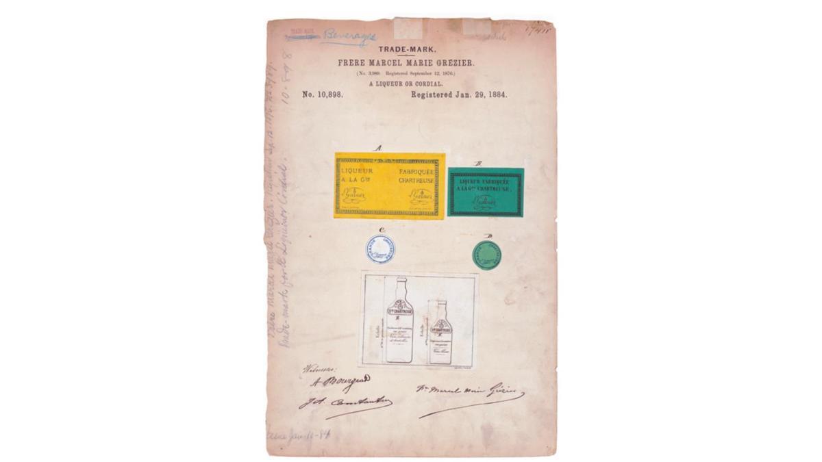 El registro de marca de Chartreuse, datado en 1884.