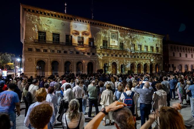 Un 'videomapping' recrea la vida de Goya para inaugurar las Fiestas Goyescas en Zaragoza