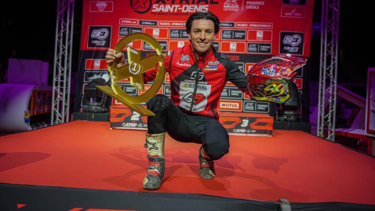 Jaime Busto en el X-Trial Saint-Denis, tras llevarse la victoria