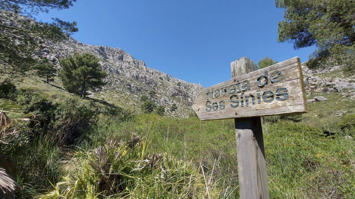 Auf dem Talboden angelangt weist dieses Schild auf eine talaiotische Ruine hin.  | FOTO: THOMAS FITZNER