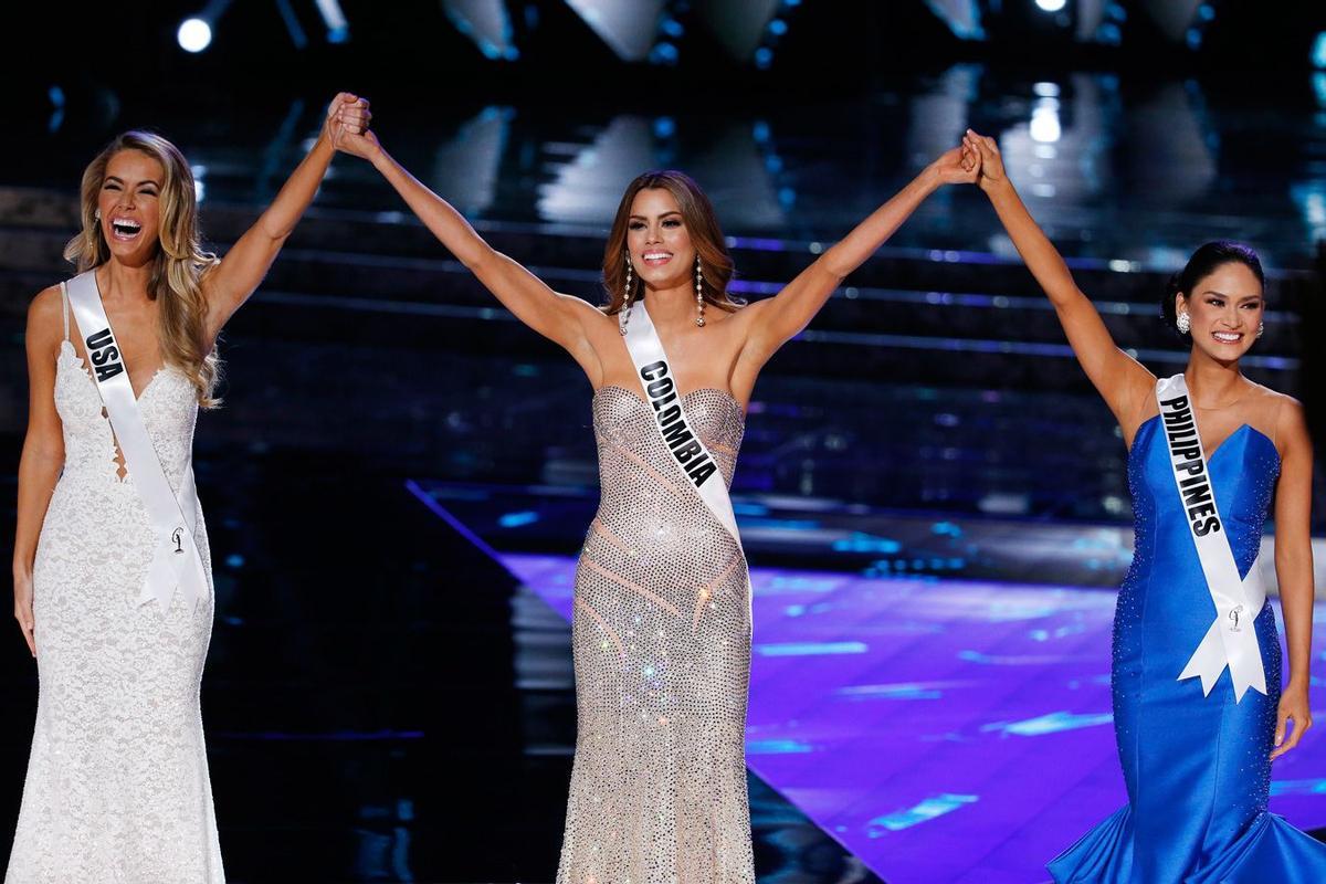 Miss USA, Miss Colombia y Miss Filipinas en la gala de Miss Universo 2015