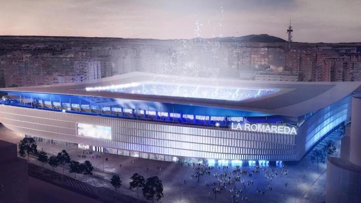 Recreación del campo de fútbol diseñado por el Real Zaragoza.  | EL PERIÓDICO