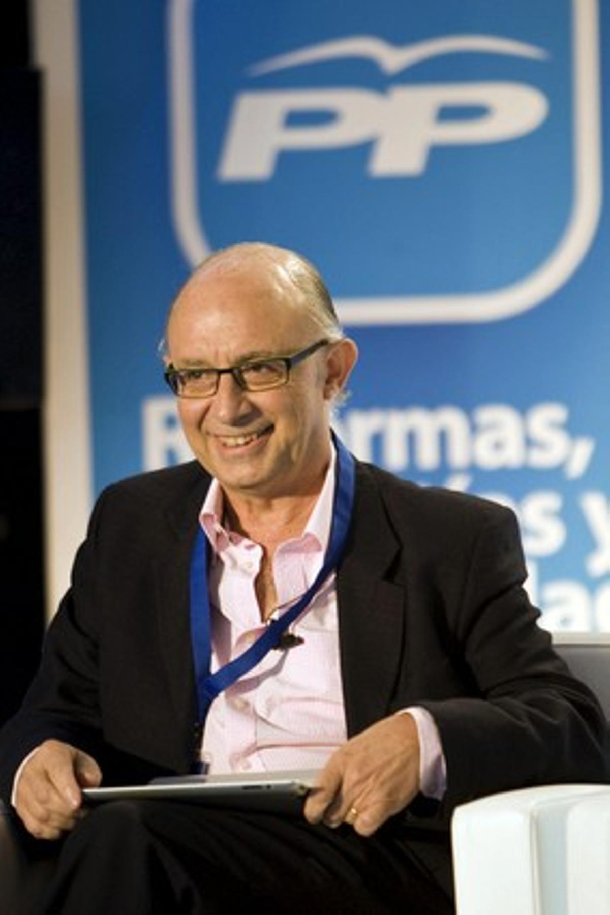 El ministre d’Hisenda, Cristóbal Montoro, durant la clausura de l’escola d’estiu del PP, avui.