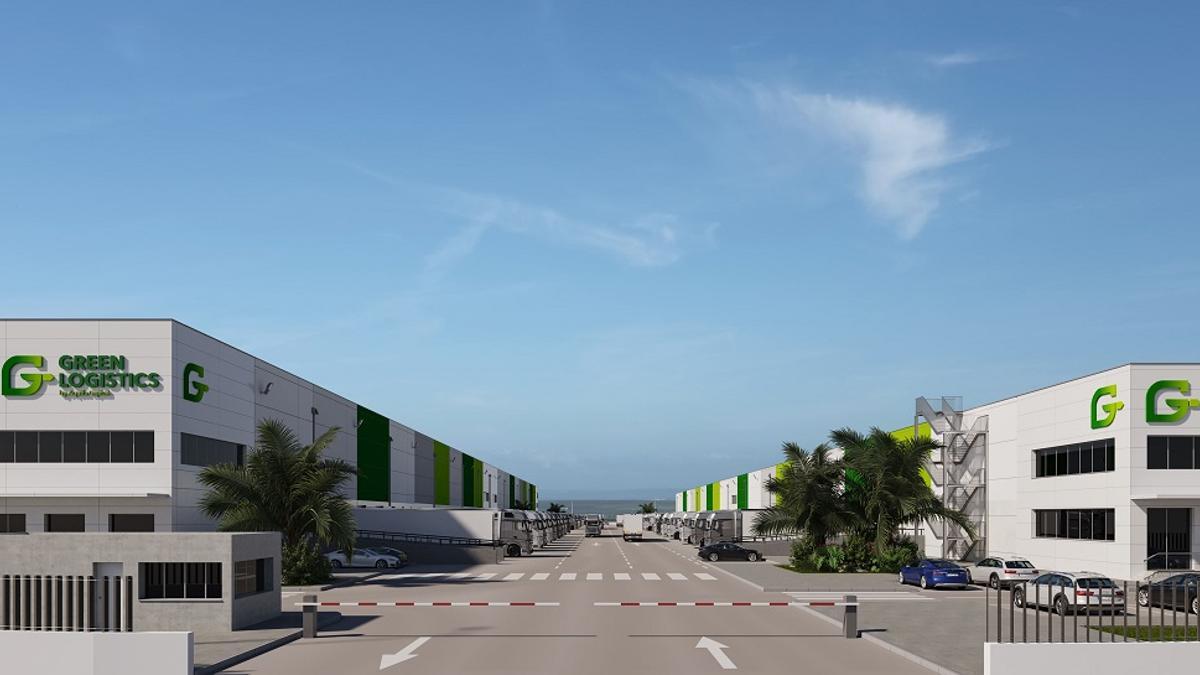 Otra recreación del proyecto Green Logistics de Aquila, en los terrenos de la antigua Bacardí de Málaga.
