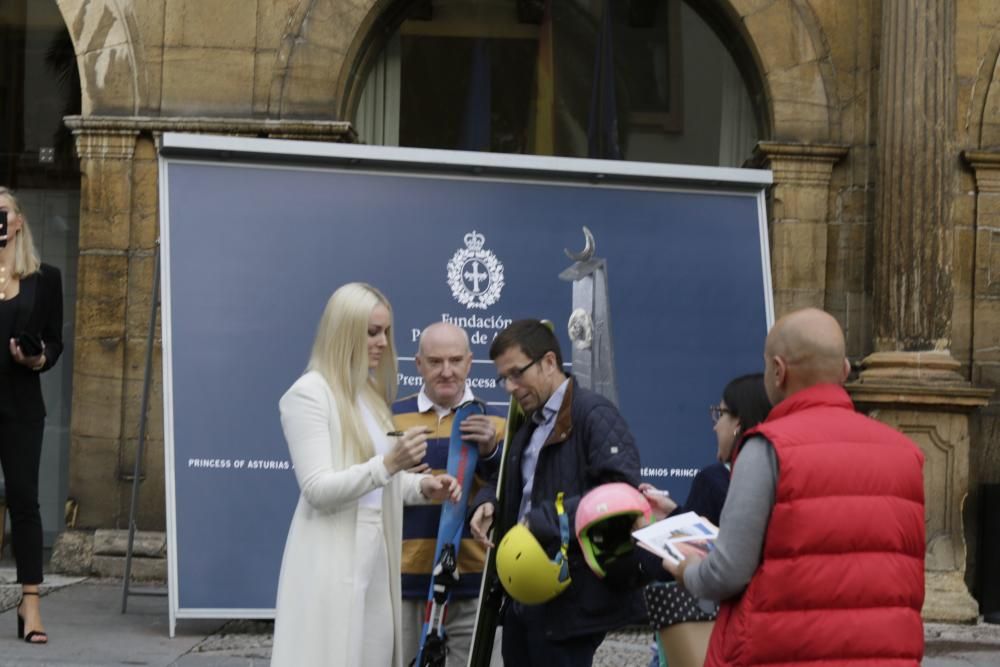 Premios Princesa de Asturias 2019: Lindsey Vonn posa en el hotel de la Reconquista y ofrece su primera rueda de prensa